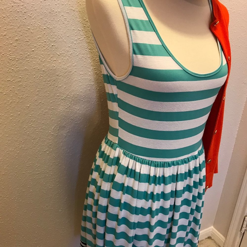 Ya Los Angeles Short Sleeve tricolor Stripe Dress